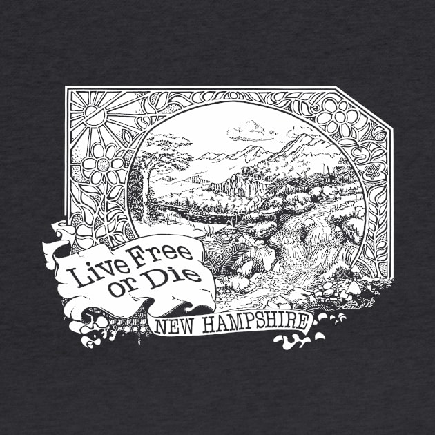 Retro 1970's 'Live Free or Die' New Hampshire Design by DDGraphits